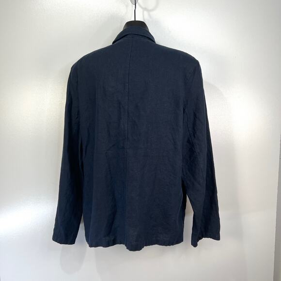 NN07 No Nationality Oscar Linen Shirt Jacket Navy Classic Solid - Picture 8 of 8